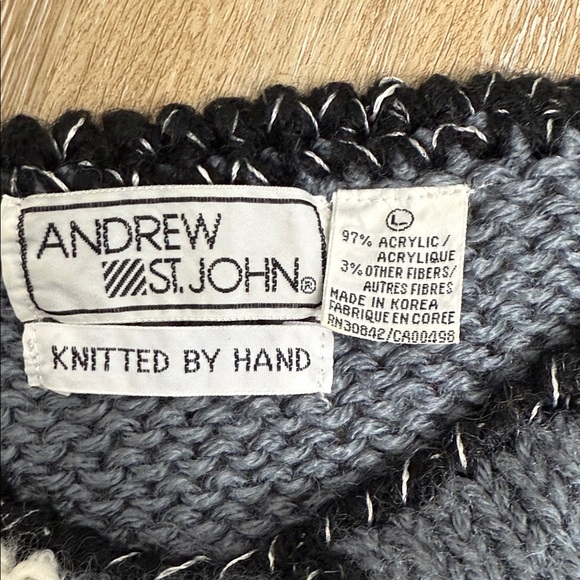 VINTAGE 80's Handknit Oversize Popcorn Knit Sweater Vest Ugly Christmas L - Picture 2 of 6